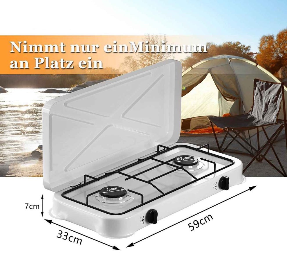 Gaskocher Gasherd Campingkocher 2-Flammig mit/ohne Schlauch und Druckminderer