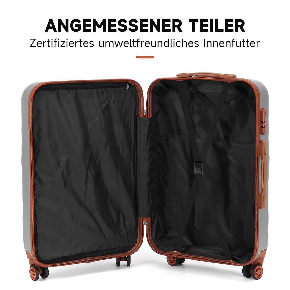 Reisekoffer Set 3-Teilig Hartschale Reisekoffer ABS Set - M-L-XL in Silber