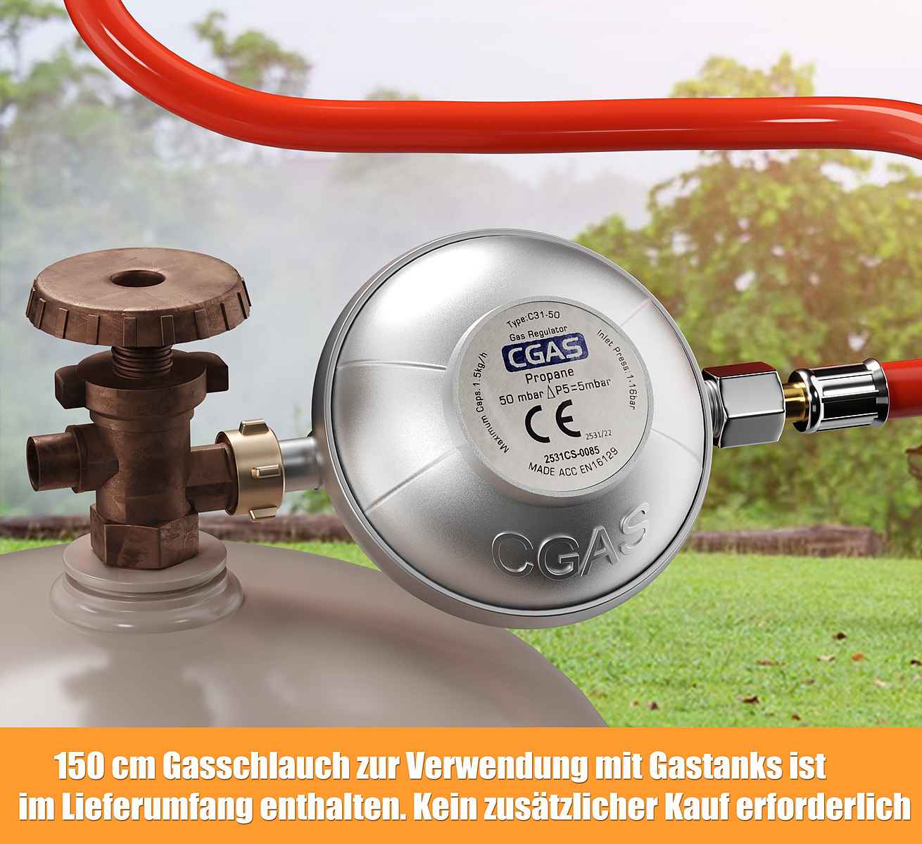 Gaskocher Gasherd Campingkocher 3-Flammig mit/ohne Schlauch und Druckminderer 50 mbar