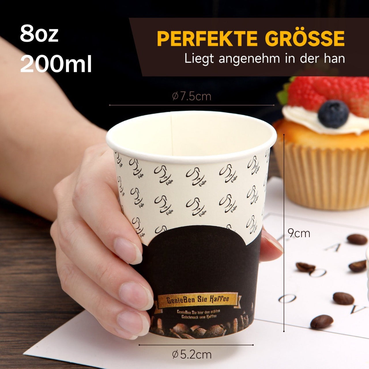 Coffee To Go Becher 200ml, Pappbecher, Einwegbecher Für Heißgetränke